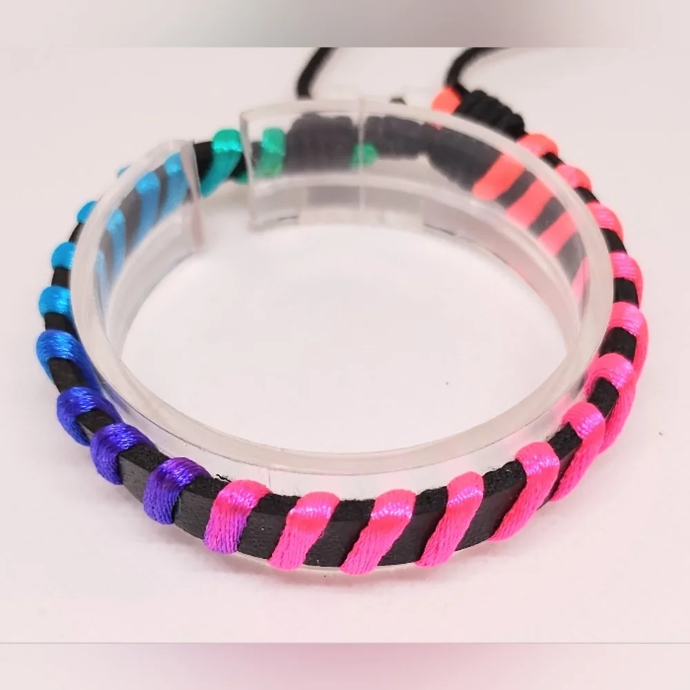 Men's Bracelet Leather‎ Braided Rainbow New f65